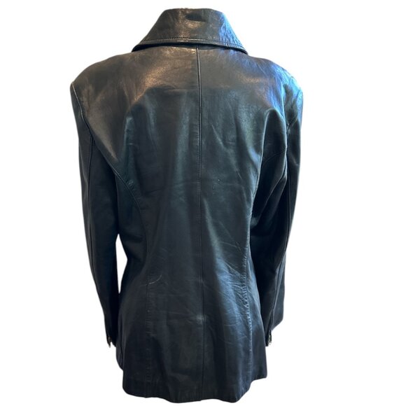 Vintage Black Leather Blazer Style Jacket - Picture 5 of 16